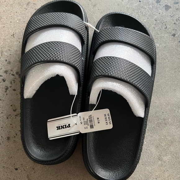 PINK Victoria's Secret Black Slide Sandals - Picture 1 of 4